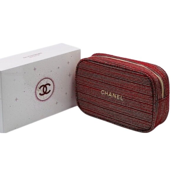 NWT Chanel Lip Gloss Trio Holiday Gift Set  Red/Gold Tweed Bag - Picture 2 of 6